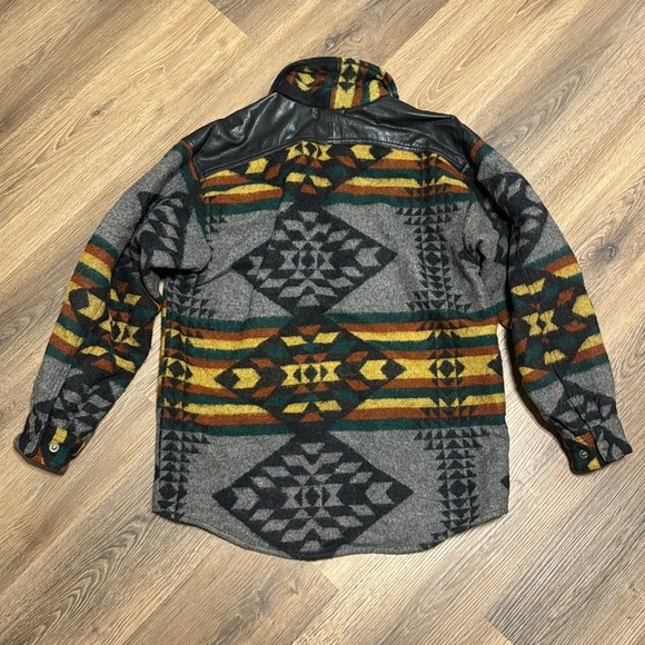 Easy Riders Leather Wool Jacket Motorcycle Native Navajo Aztec Print M vintage - Picture 12 of 13